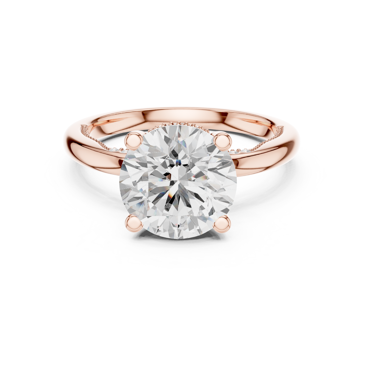 2.63ctw Round-Cut Diamond Solitaire Hidden Halo Engagement Ring | Solid Gold