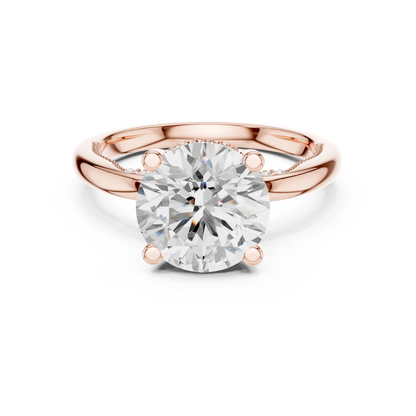 2.63ctw Round-Cut Diamond Solitaire Hidden Halo Engagement Ring | Solid Gold