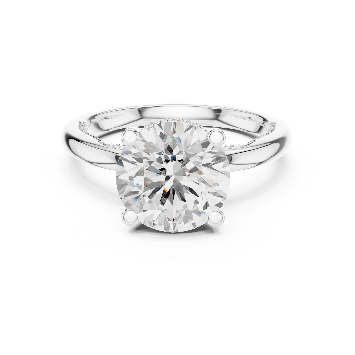 2.63ctw Round-Cut Diamond Solitaire Hidden Halo Engagement Ring | Solid Gold
