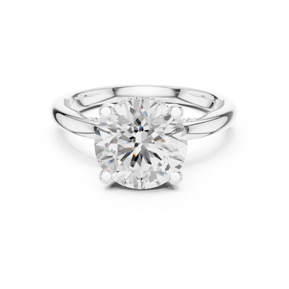 2.63ctw Round-Cut Diamond Solitaire Hidden Halo Engagement Ring | Solid Gold