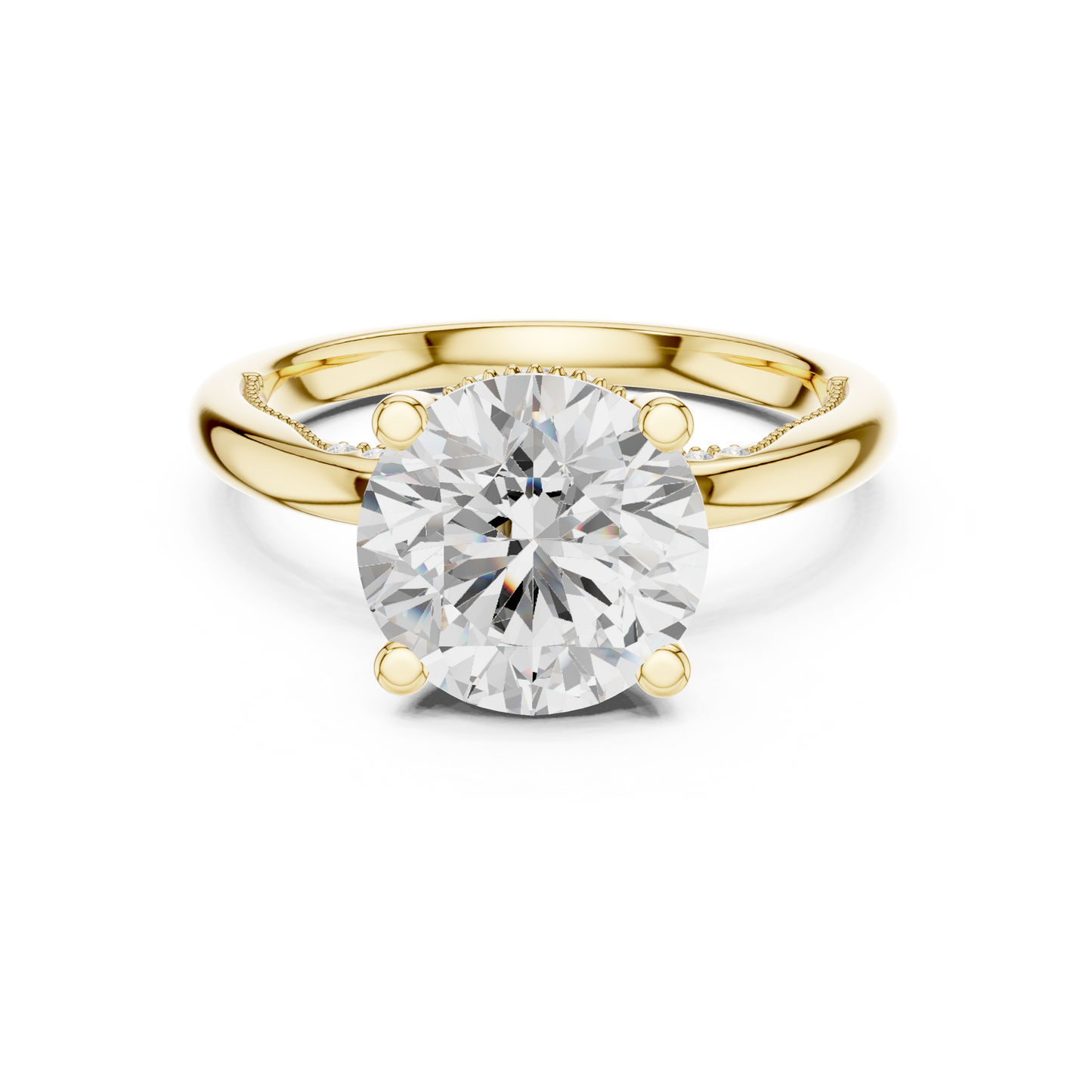 2.63ctw Round-Cut Diamond Solitaire Hidden Halo Engagement Ring | Solid Gold