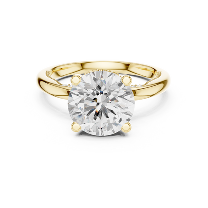 2.63ctw Round-Cut Diamond Solitaire Hidden Halo Engagement Ring | Solid Gold