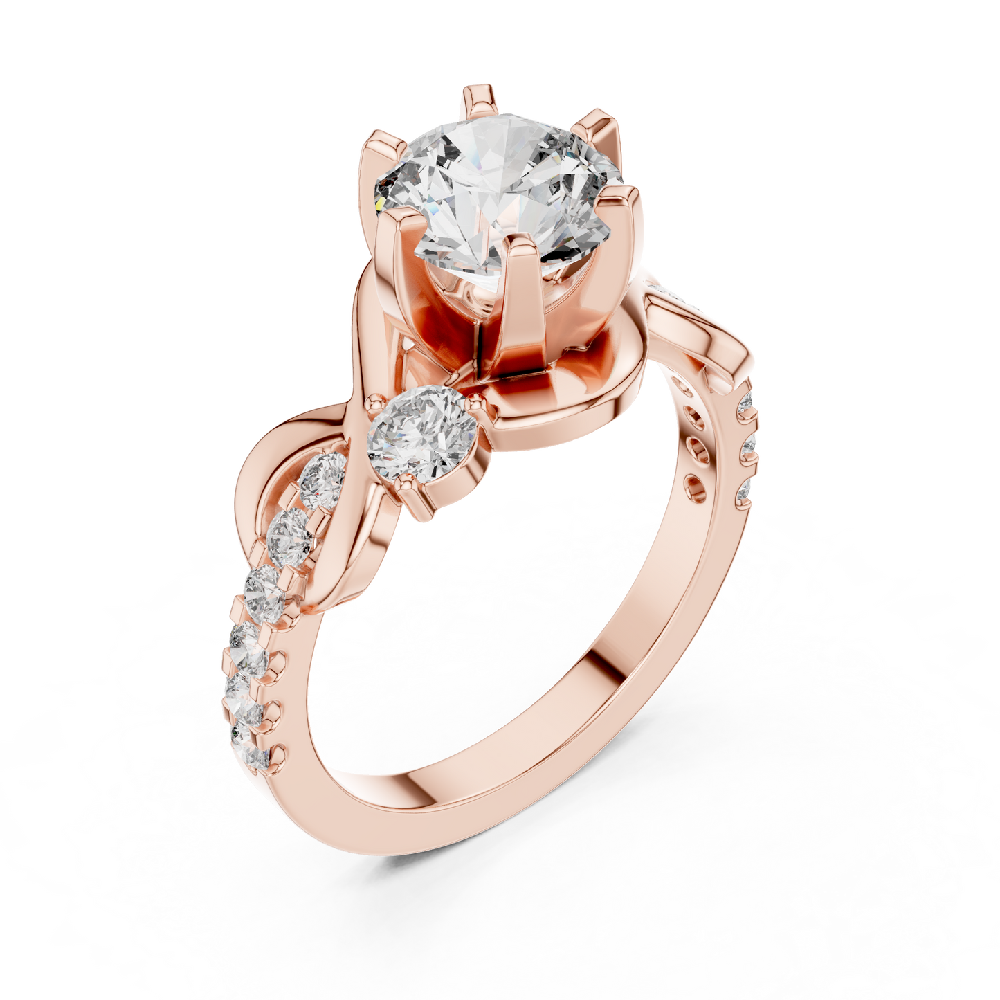 2.07ctw Round Brilliant Cut Diamond Infinity Engagement Ring in Yellow Gold