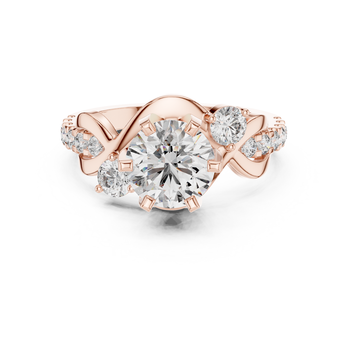 2.07ctw Round Brilliant Cut Diamond Infinity Engagement Ring in Yellow Gold