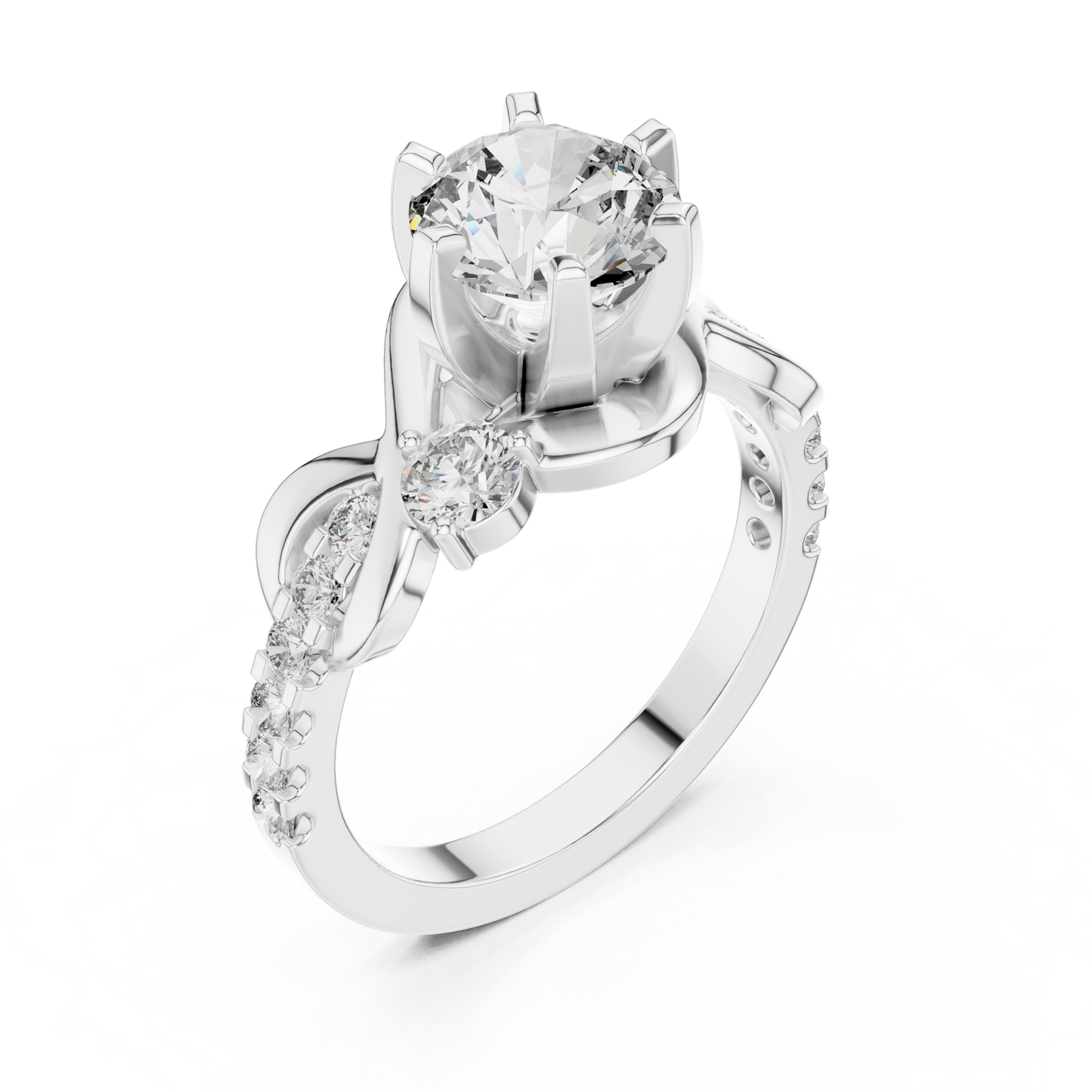 2.07ctw Round Brilliant Cut Diamond Infinity Engagement Ring in Yellow Gold