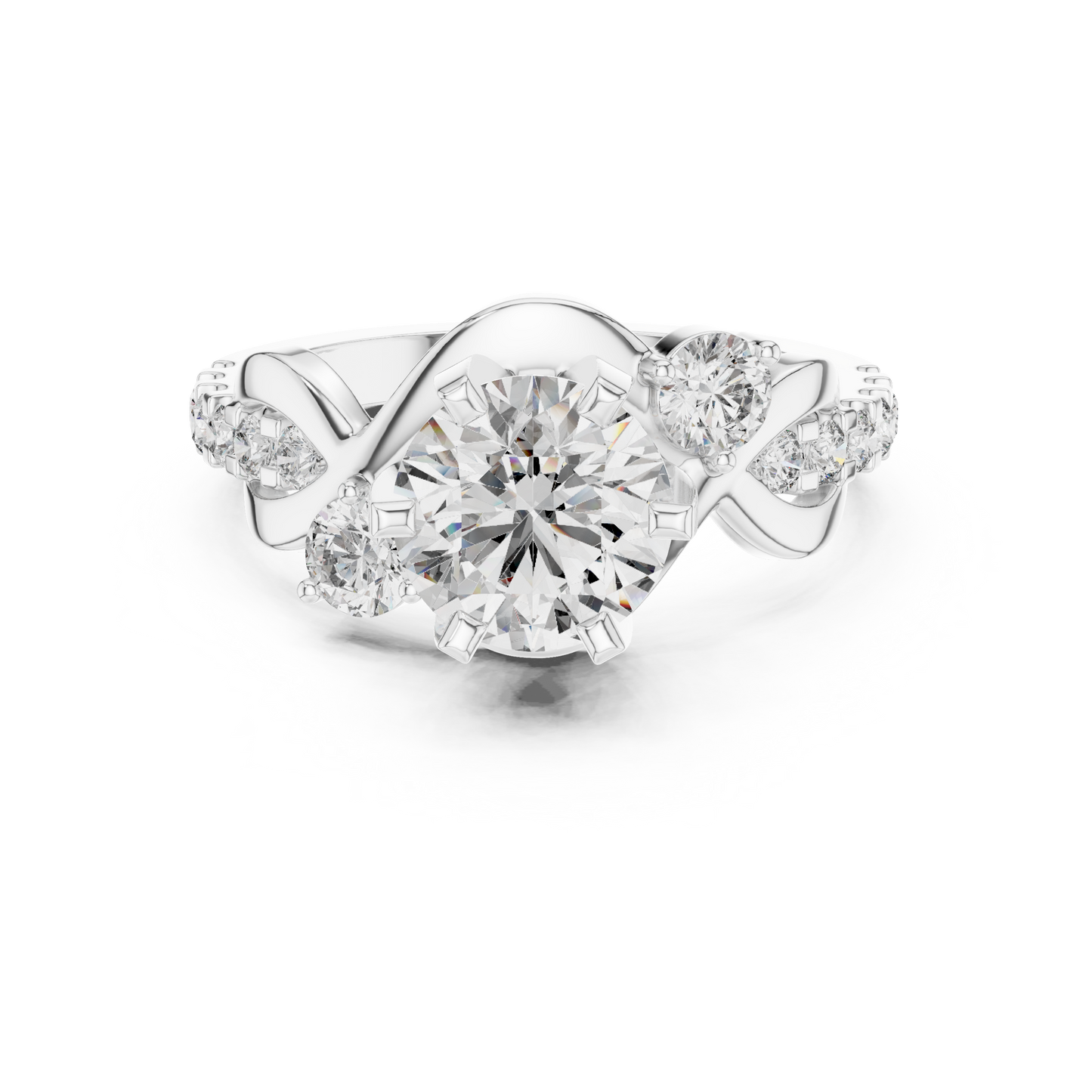 2.07ctw Round Brilliant Cut Diamond Infinity Engagement Ring in Yellow Gold