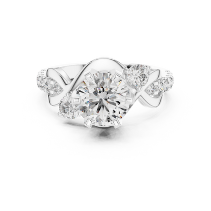 2.07ctw Round Brilliant Cut Diamond Infinity Engagement Ring in Yellow Gold