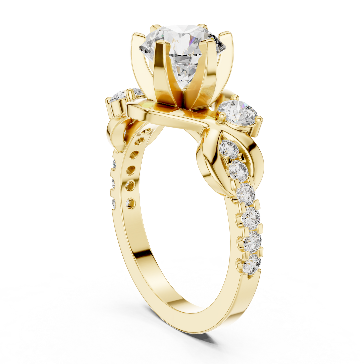 2.07ctw Round Brilliant Cut Diamond Infinity Engagement Ring in Yellow Gold