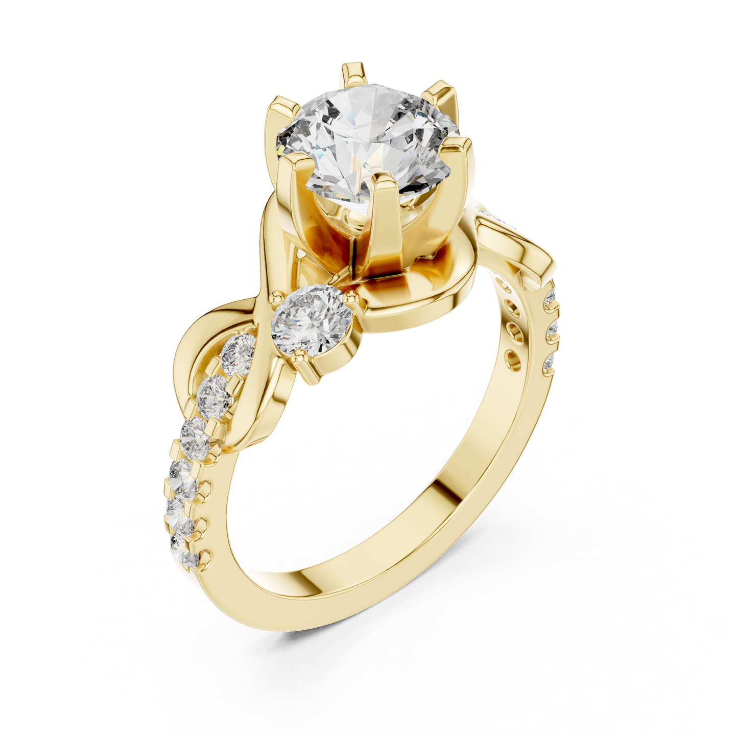 2.07ctw Round Brilliant Cut Diamond Infinity Engagement Ring in Yellow Gold