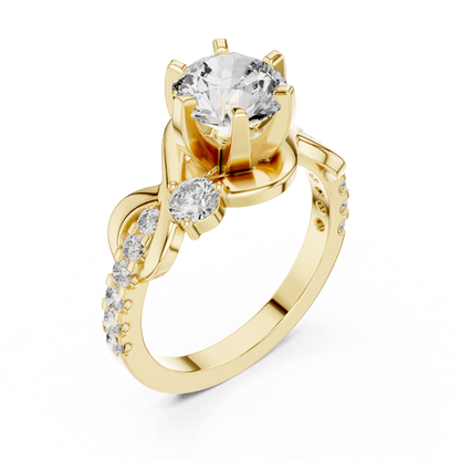 2.07ctw Round Brilliant Cut Diamond Infinity Engagement Ring in Yellow Gold