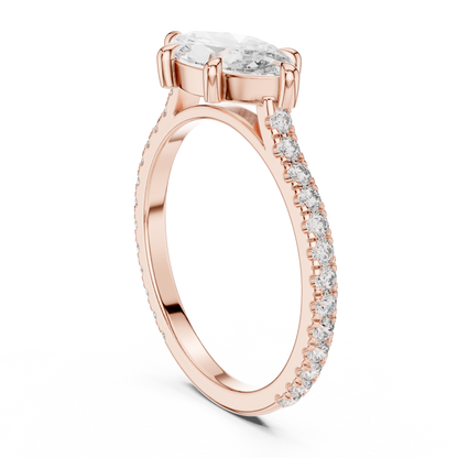 1.89ctw East-West Marquise Diamond Engagement Ring in Yellow Gold