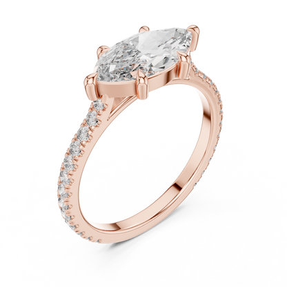 1.89ctw East-West Marquise Diamond Engagement Ring in Yellow Gold