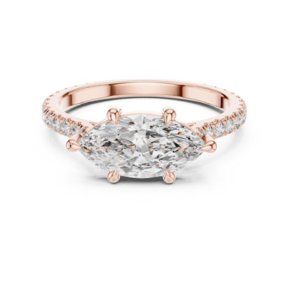 1.89ctw East-West Marquise Diamond Engagement Ring in Yellow Gold