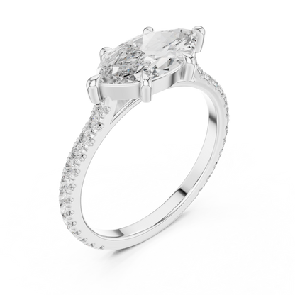 1.89ctw East-West Marquise Diamond Engagement Ring in Yellow Gold