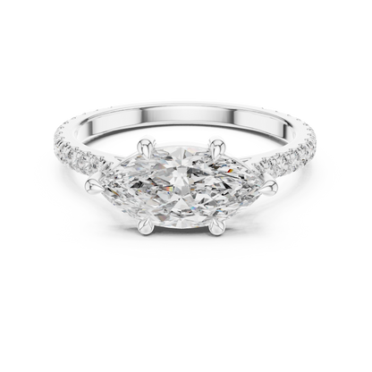 1.89ctw East-West Marquise Diamond Engagement Ring in Yellow Gold