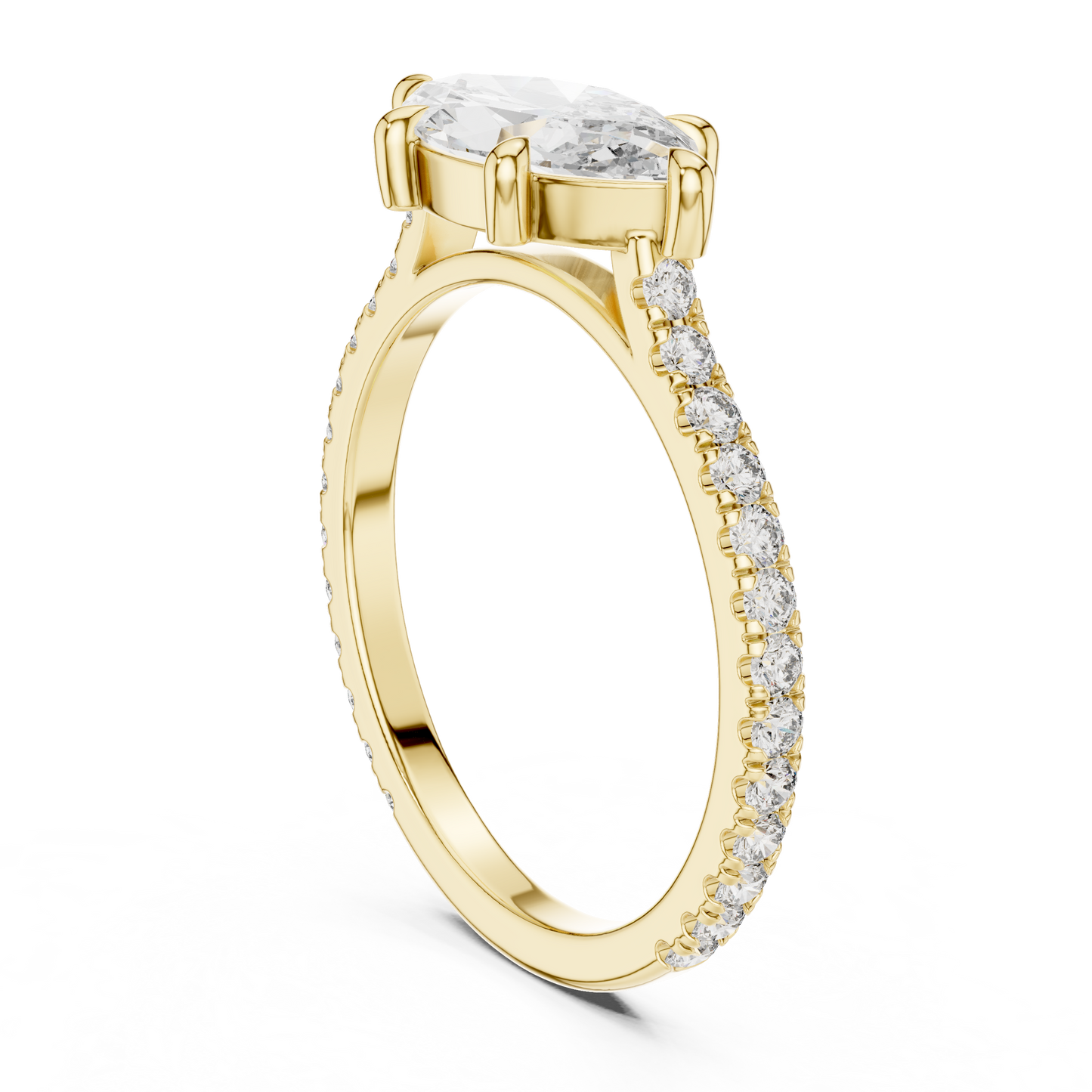 1.89ctw East-West Marquise Diamond Engagement Ring in Yellow Gold