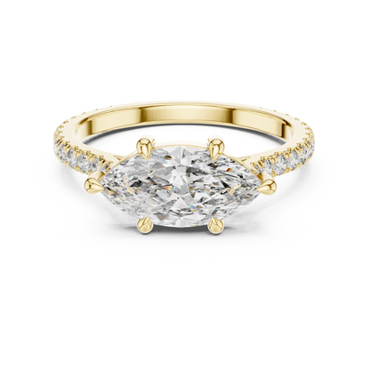 1.89ctw East-West Marquise Diamond Engagement Ring in Yellow Gold
