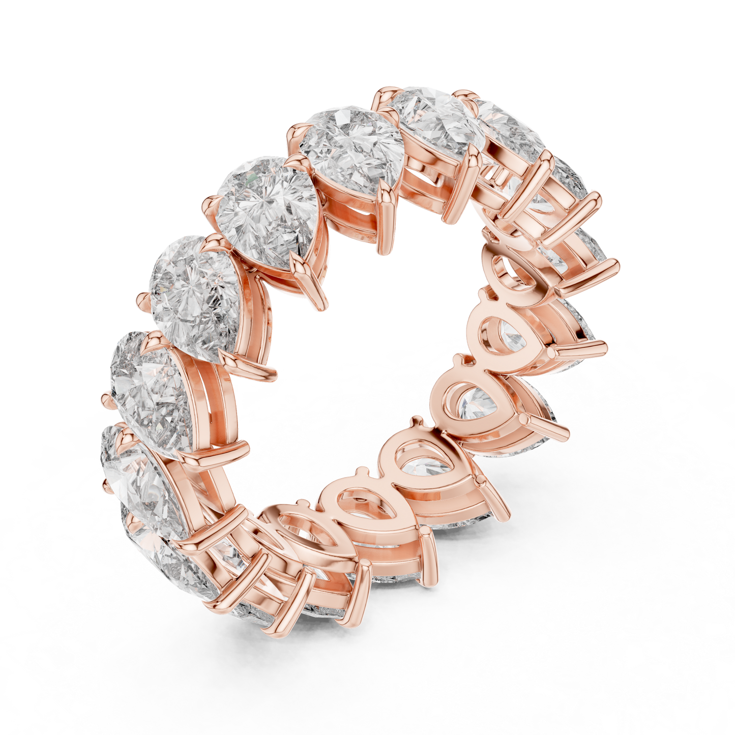 6.4ctw Yellow Gold Pear Diamond Full Eternity Ring | Bezel Set Diamond Band