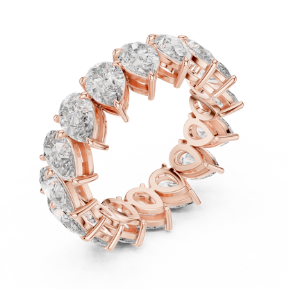 6.4ctw Yellow Gold Pear Diamond Full Eternity Ring | Bezel Set Diamond Band