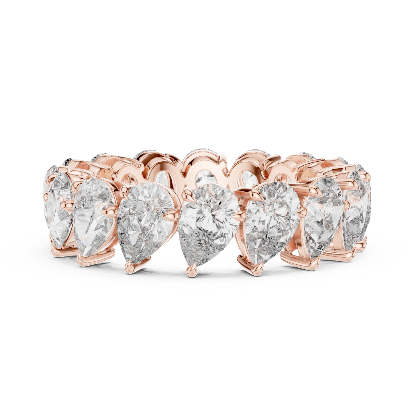 6.4ctw Yellow Gold Pear Diamond Full Eternity Ring | Bezel Set Diamond Band