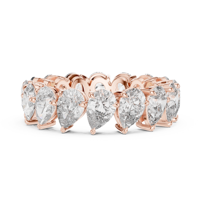 6.4ctw Yellow Gold Pear Diamond Full Eternity Ring | Bezel Set Diamond Band