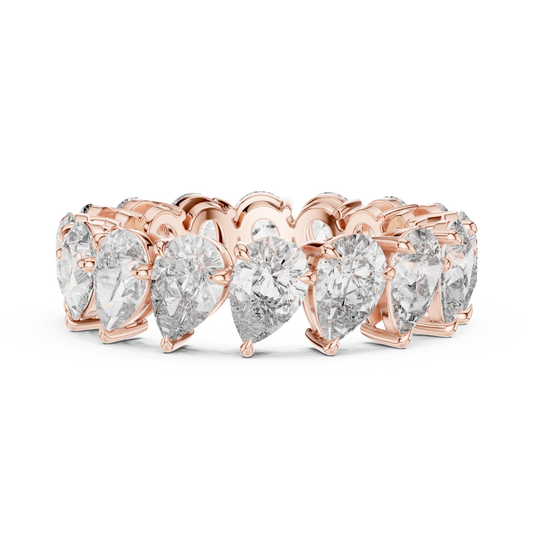 6.4 Carat Yellow Gold Pear Diamond Full Eternity Ring | Bezel Set Diamond Band