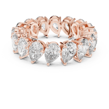6.4ctw Yellow Gold Pear Diamond Full Eternity Ring | Bezel Set Diamond Band