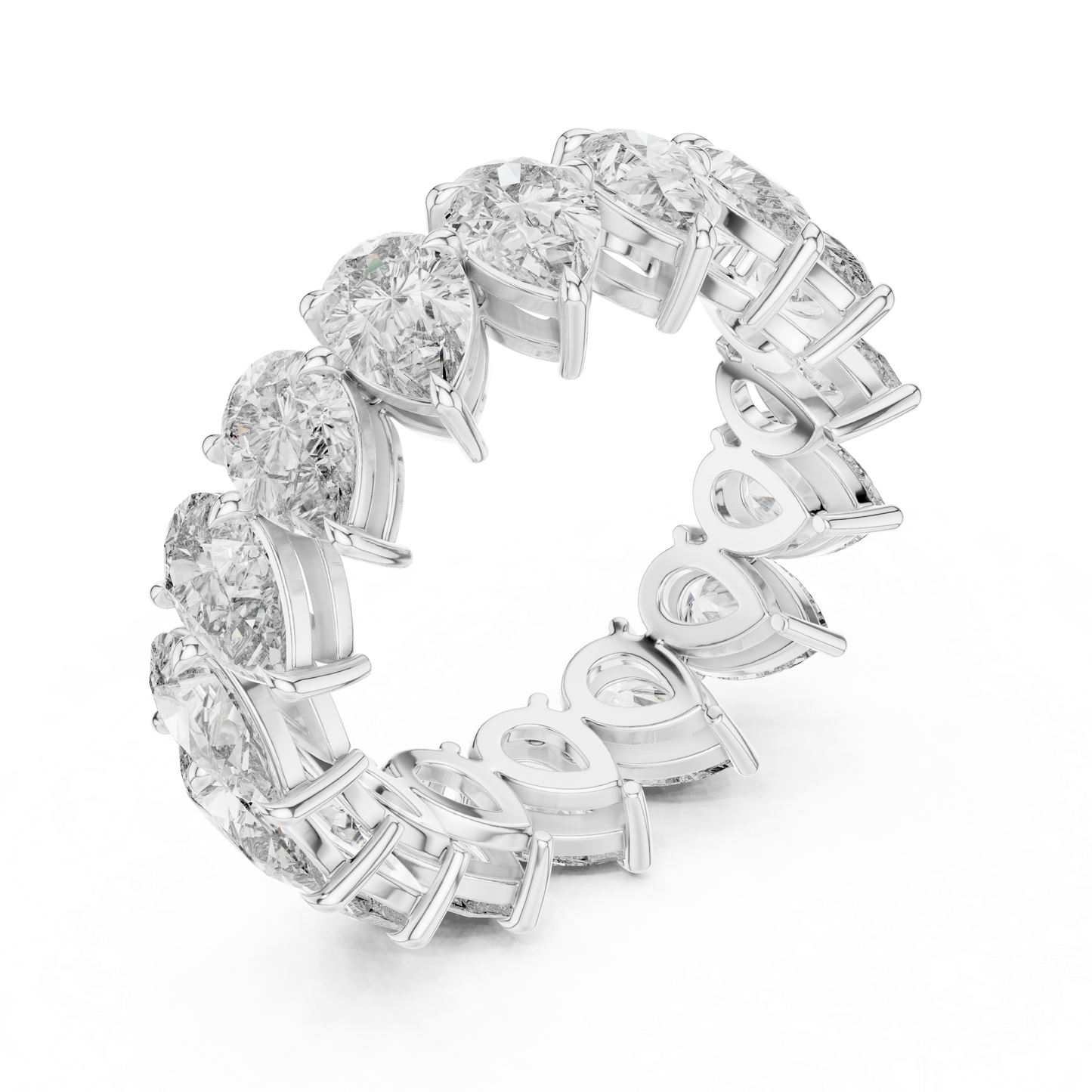 6.4ctw Yellow Gold Pear Diamond Full Eternity Ring | Bezel Set Diamond Band