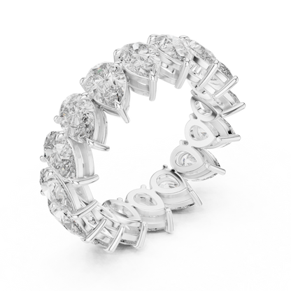 6.4ctw Yellow Gold Pear Diamond Full Eternity Ring | Bezel Set Diamond Band