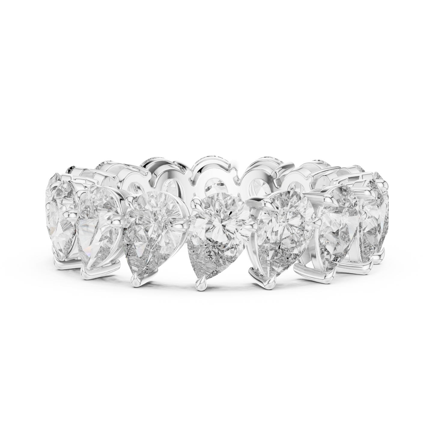 6.4ctw Yellow Gold Pear Diamond Full Eternity Ring | Bezel Set Diamond Band