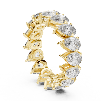 6.4ctw Yellow Gold Pear Diamond Full Eternity Ring | Bezel Set Diamond Band