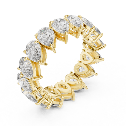 6.4ctw Yellow Gold Pear Diamond Full Eternity Ring | Bezel Set Diamond Band