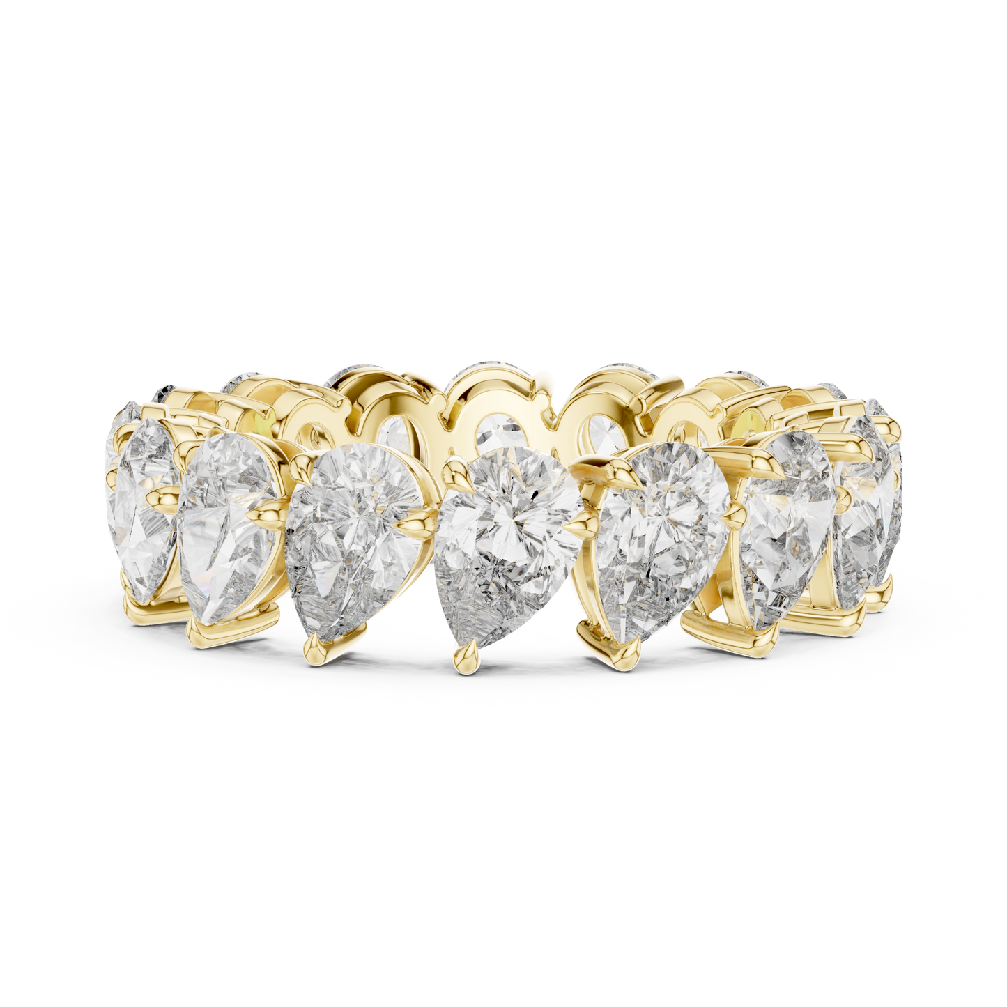 6.4ctw Yellow Gold Pear Diamond Full Eternity Ring | Bezel Set Diamond Band