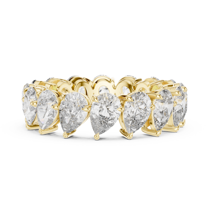 6.4ctw Yellow Gold Pear Diamond Full Eternity Ring | Bezel Set Diamond Band