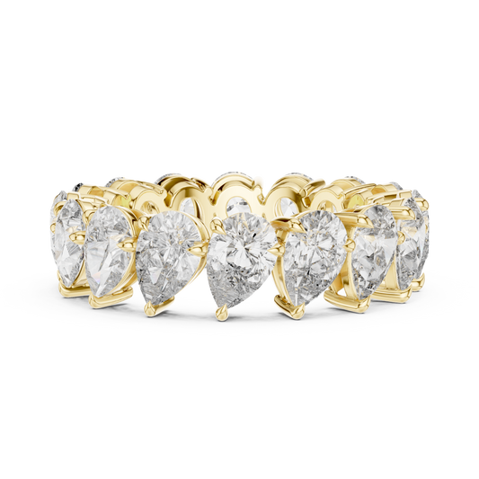 6.4 Carat Yellow Gold Pear Diamond Full Eternity Ring | Bezel Set Diamond Band