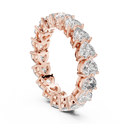 4.86ctw Heart Shaped Diamond Full Eternity Band - Solid Gold