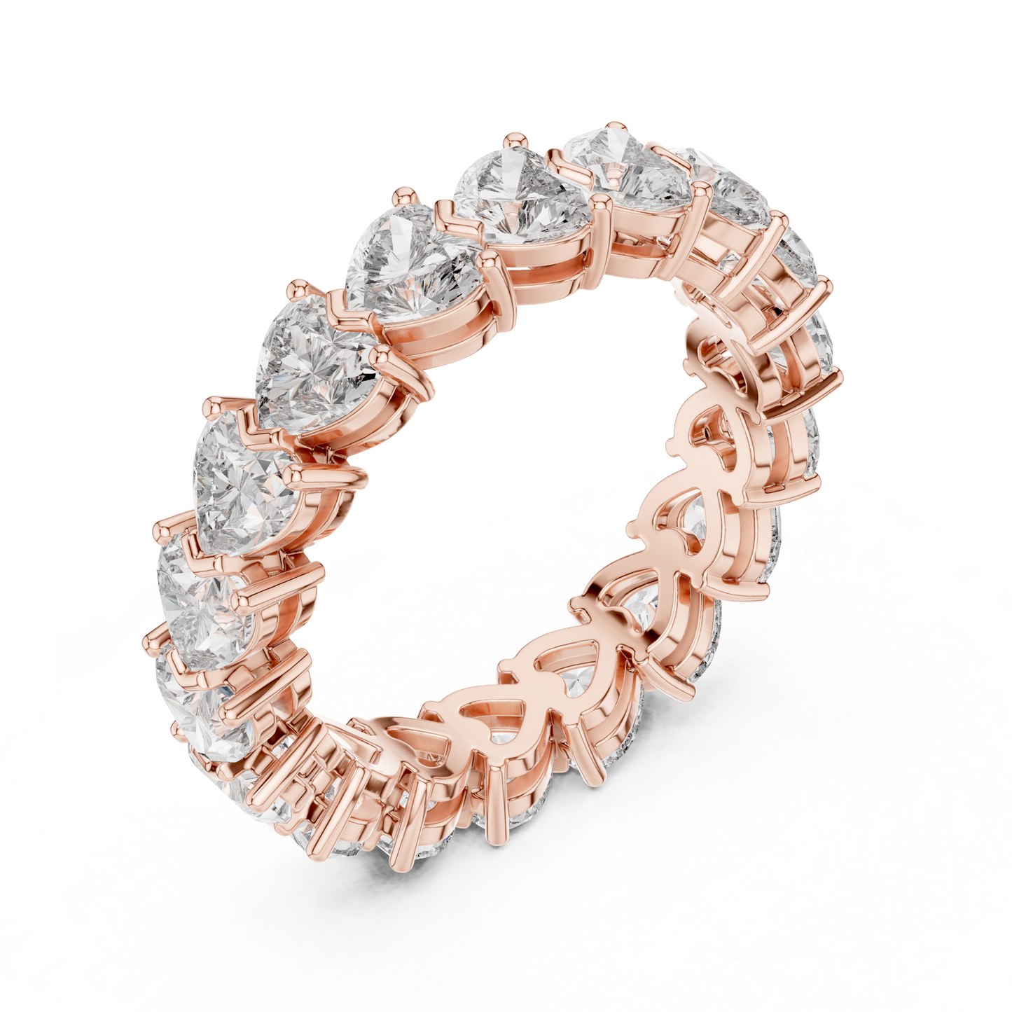4.86ctw Heart Shaped Diamond Full Eternity Band - Solid Gold