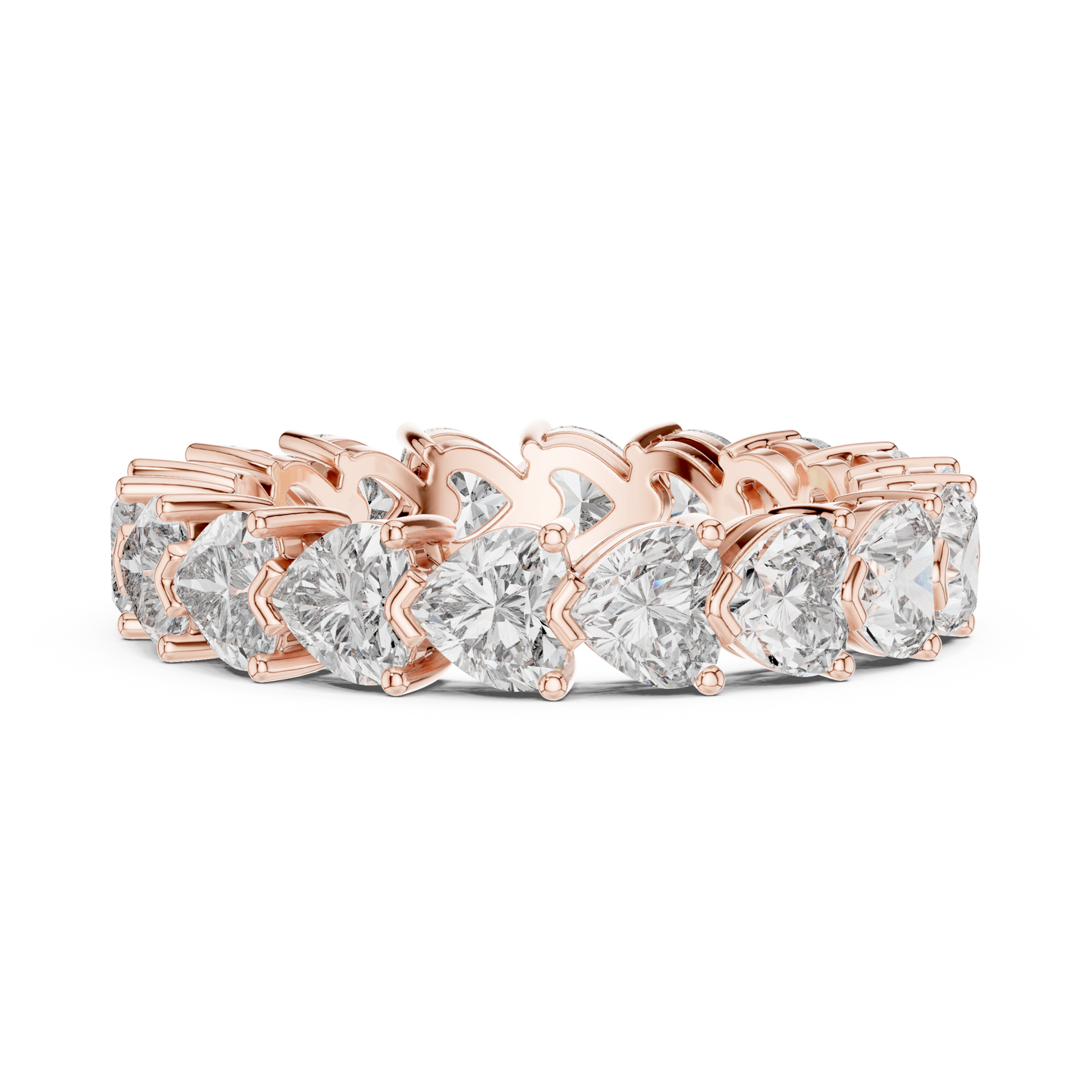 4.86ctw Heart Shaped Diamond Full Eternity Band - Solid Gold
