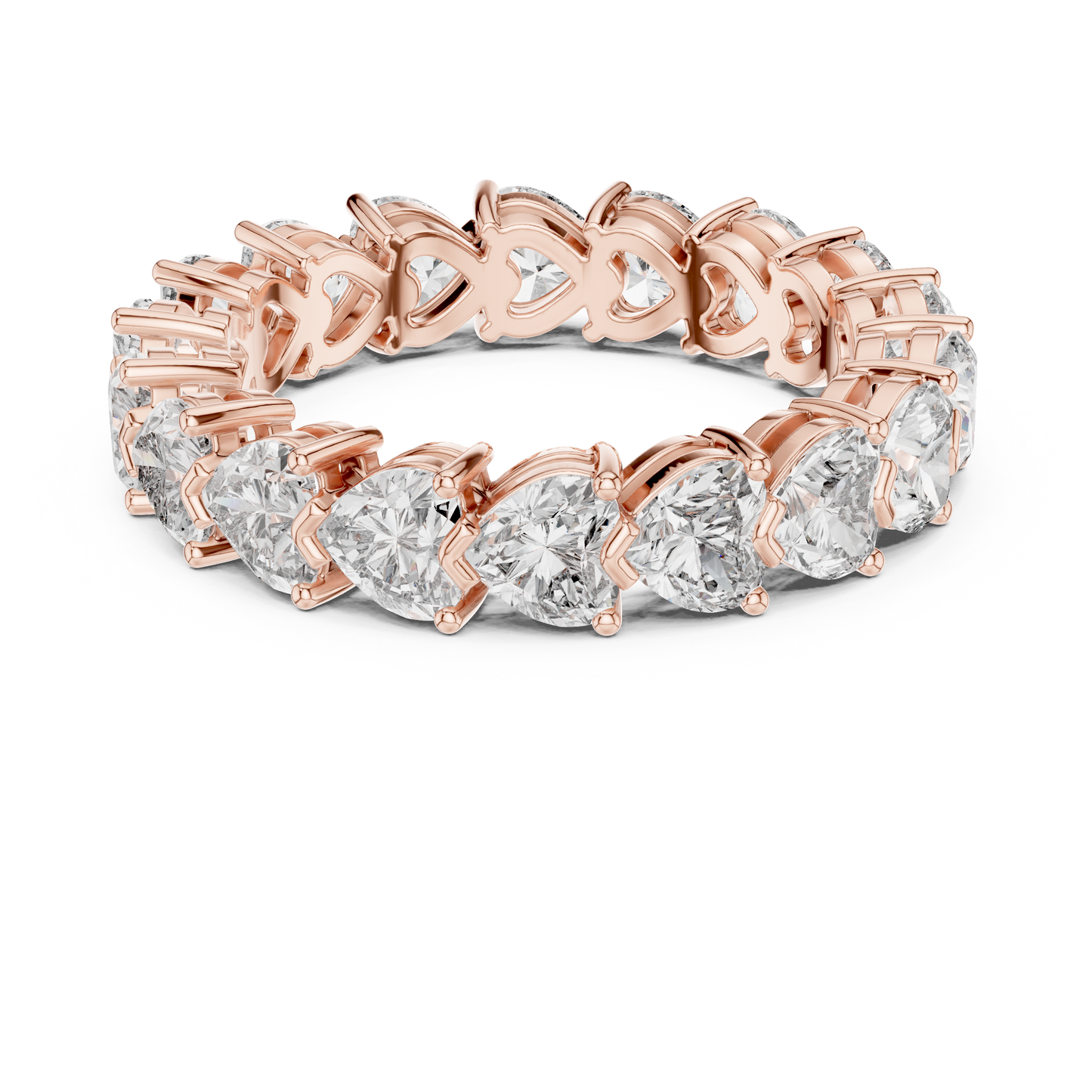 4.86ctw Heart Shaped Diamond Full Eternity Band - Solid Gold
