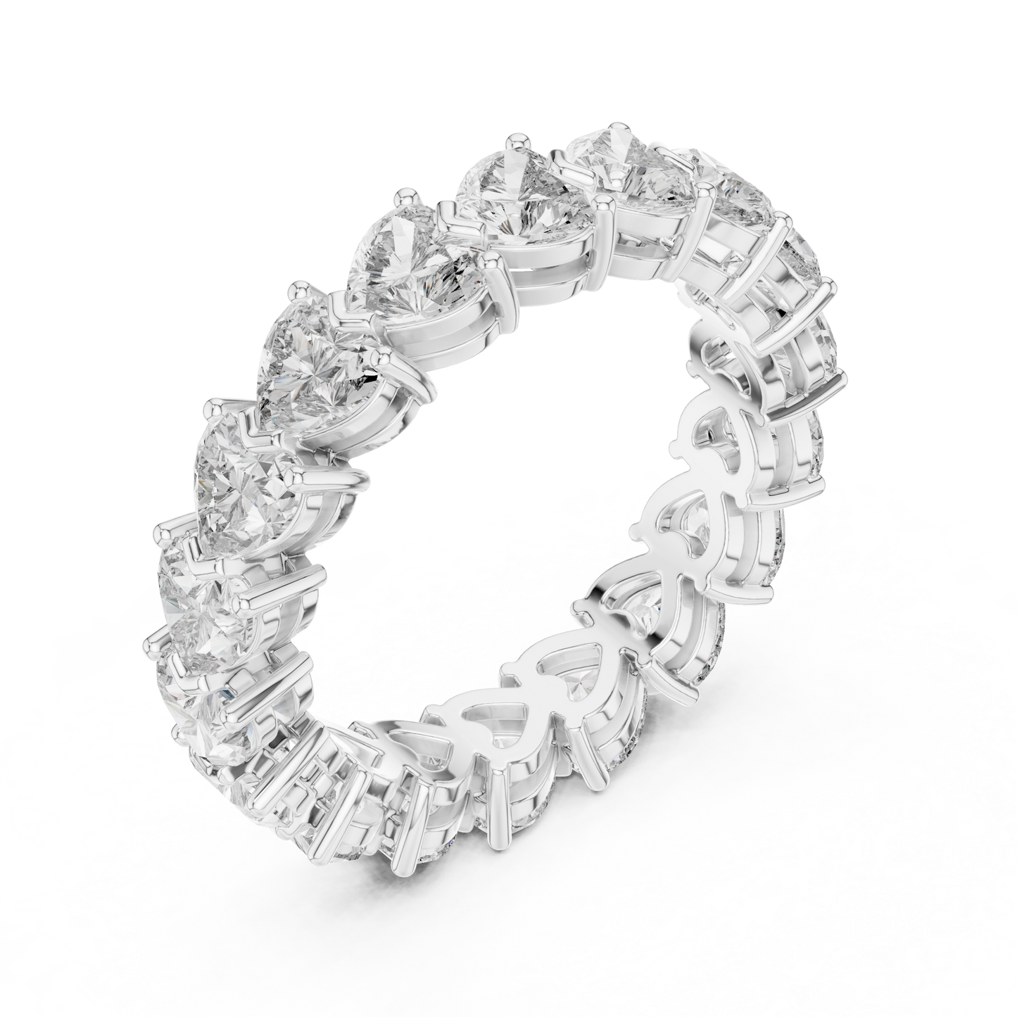 4.86ctw Heart Shaped Diamond Full Eternity Band - Solid Gold