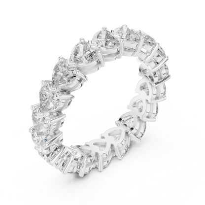 4.86ctw Heart Shaped Diamond Full Eternity Band - Solid Gold