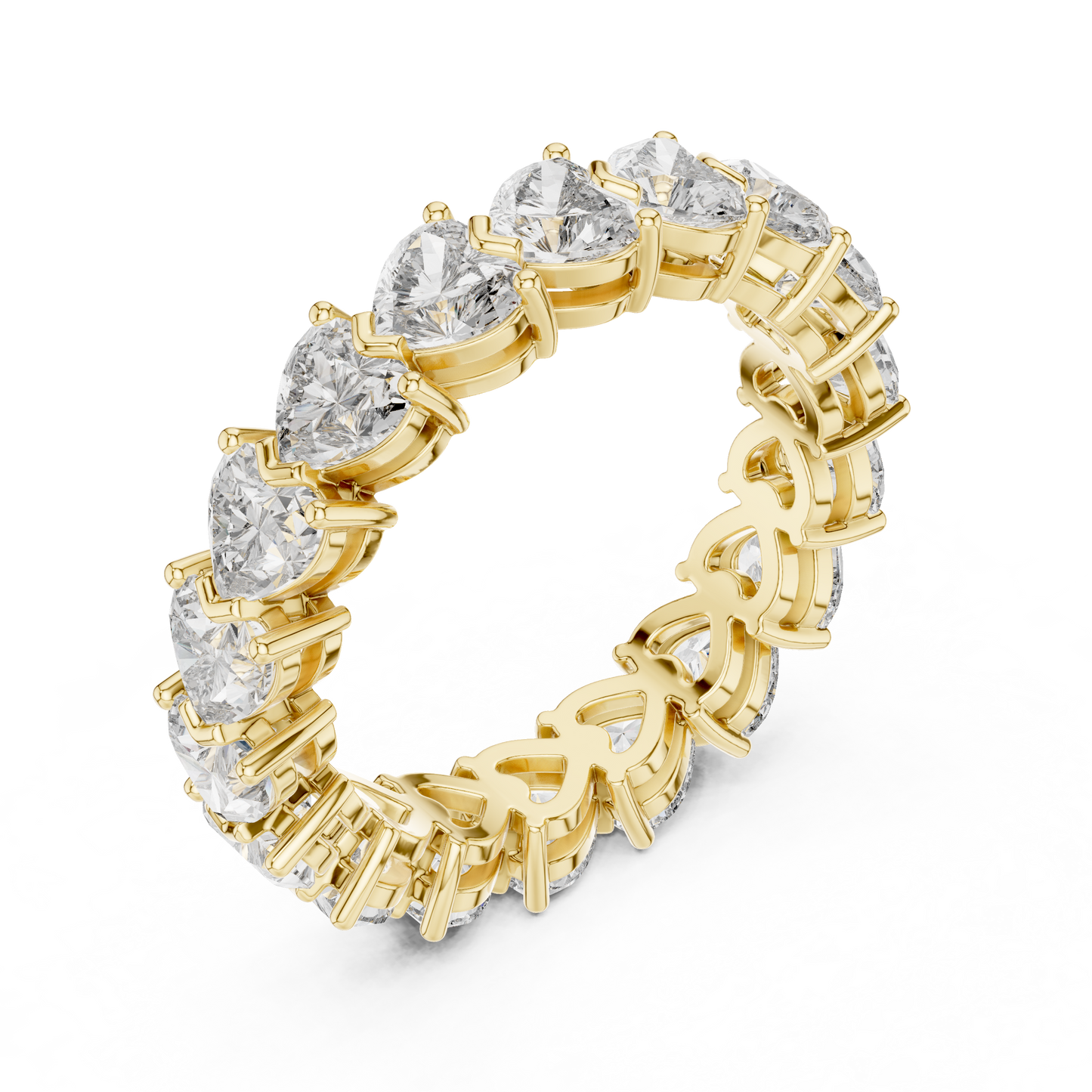 4.86ctw Heart Shaped Diamond Full Eternity Band - Solid Gold