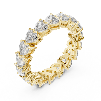 4.86ctw Heart Shaped Diamond Full Eternity Band - Solid Gold