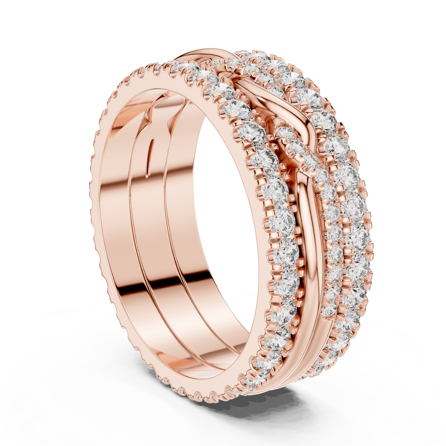 1.41ctw Round Diamond Multi-Row Interwoven Statement Ring - Solid Gold