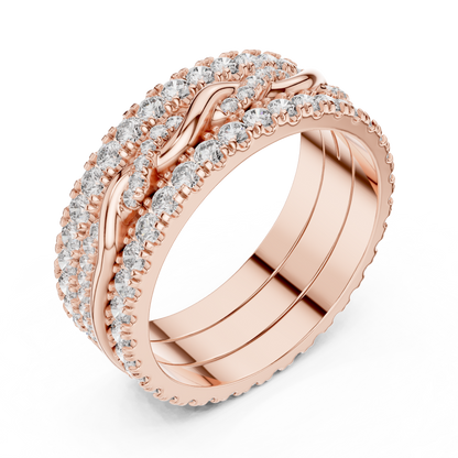1.41ctw Round Diamond Multi-Row Interwoven Statement Ring - Solid Gold