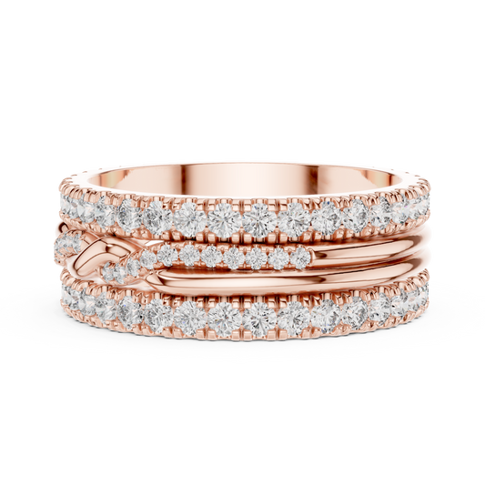 1.41 Carat Round Diamond Multi-Row Interwoven Statement Ring - Solid Gold