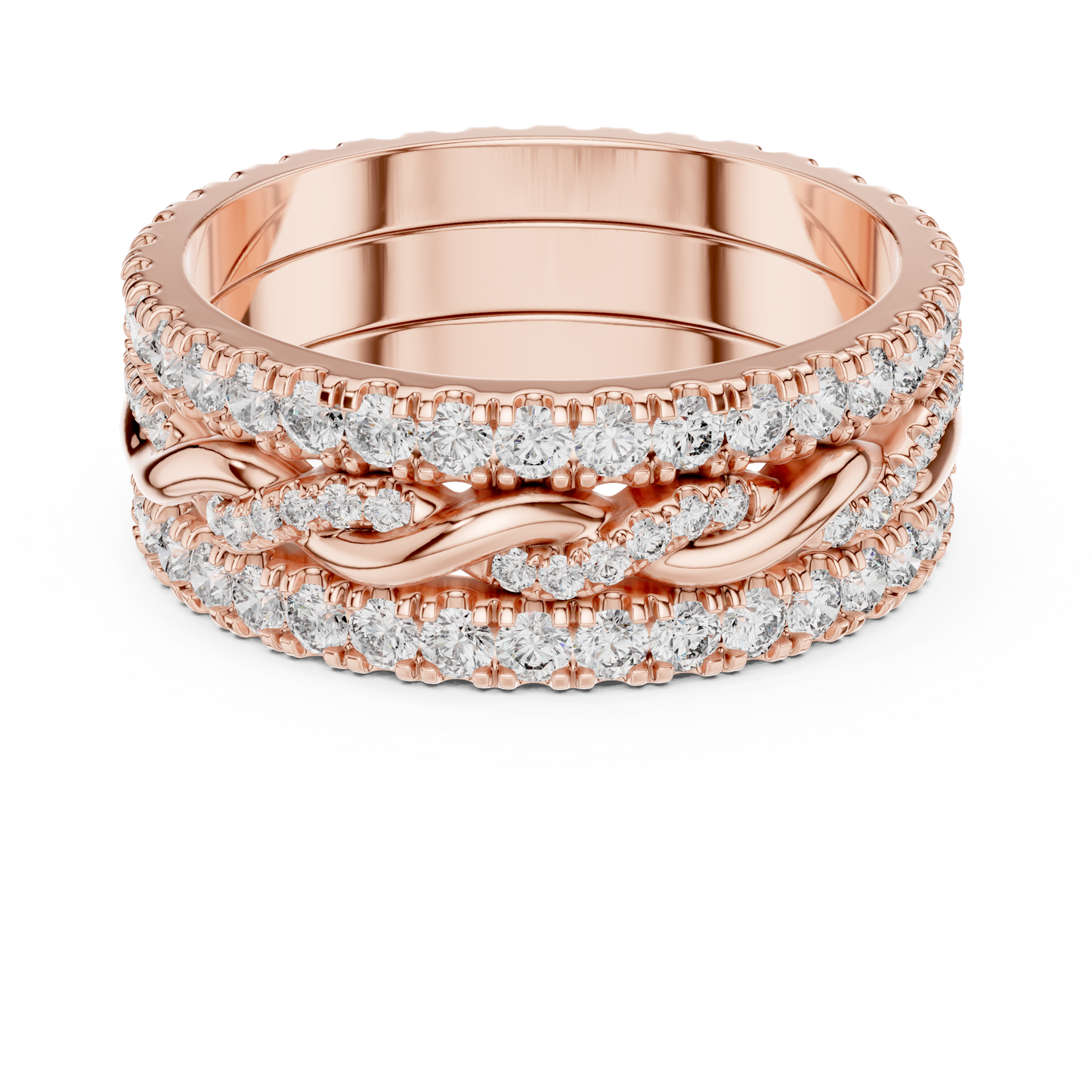 1.41ctw Round Diamond Multi-Row Interwoven Statement Ring - Solid Gold