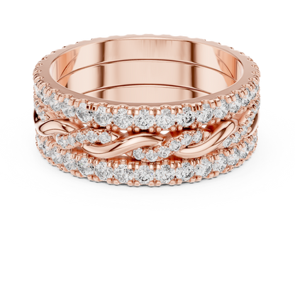 1.41ctw Round Diamond Multi-Row Interwoven Statement Ring - Solid Gold