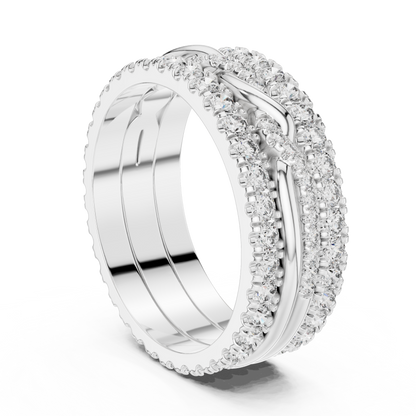 1.41ctw Round Diamond Multi-Row Interwoven Statement Ring - Solid Gold