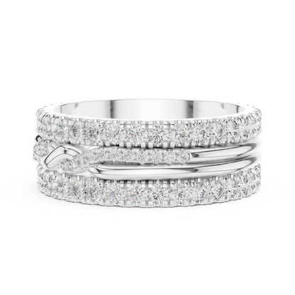 1.41ctw Round Diamond Multi-Row Interwoven Statement Ring - Solid Gold